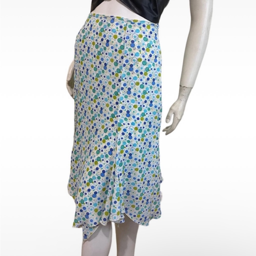 Vintage Y2K Polka Dot Knee Length Handkerchief Hem Zip Up Skirt Sz 4